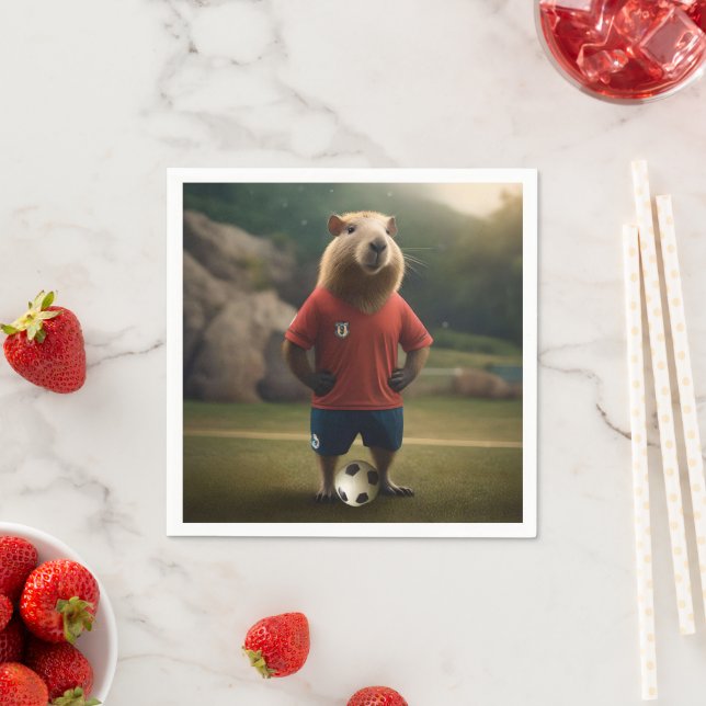 "Goal-Scoring Capybara: The Ultimate Soccer Star!" Napkin (Insitu)