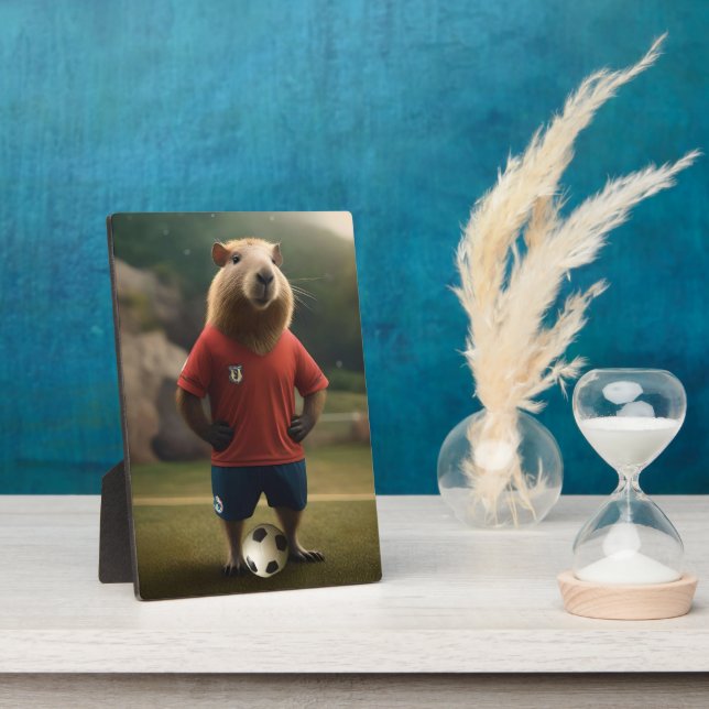 "Goal-Scoring Capybara: The Ultimate Soccer Star!" Plaque (Side)
