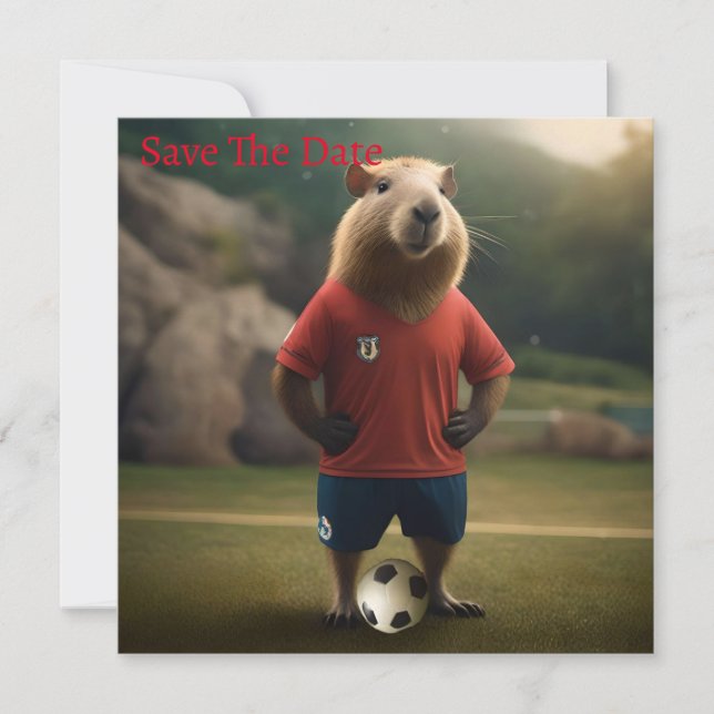 "Goal-Scoring Capybara: The Ultimate Soccer Star!" Save The Date (Front)