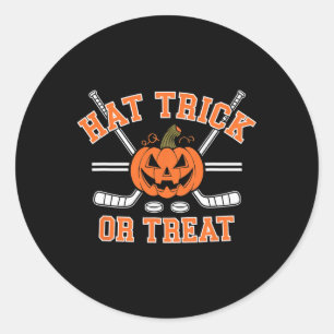 Goal Scoring Trick Or Treat Funny Halloween Hockey Classic Round Sticker