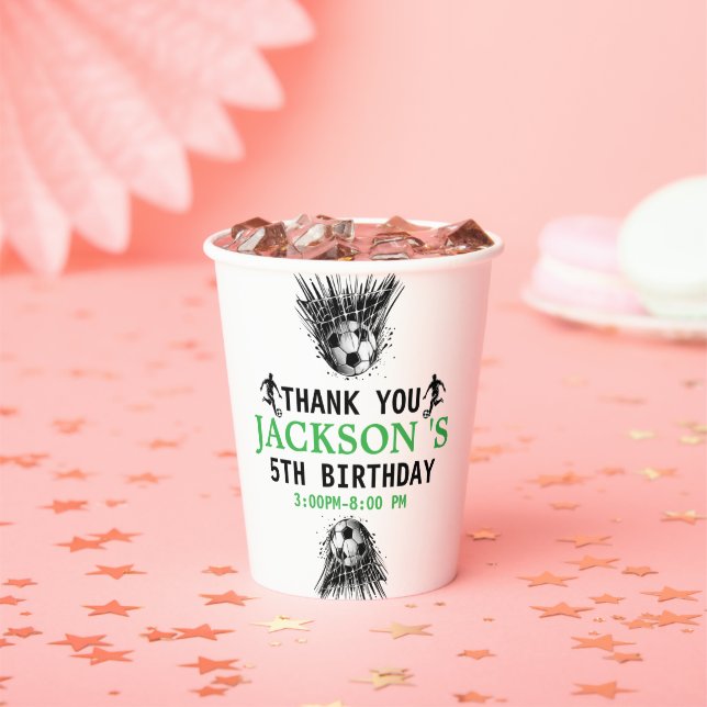 Goal! Soccer 5th Birthday Party Paper Cups (Insitu)