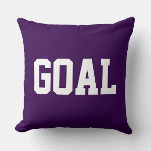 GOAL Sporty Athletic White Text On Deep Purple Throw Pillow