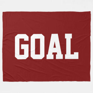 GOAL Sporty Athletic White Text On Vintage Red Fleece Blanket