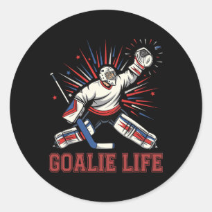 Goalie Life Ice Hockey Goalie Funny Hockey Goalkee Classic Round Sticker