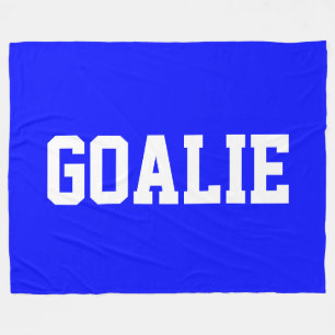 GOALIE Sporty Athletic White Text On Bright Blue Fleece Blanket