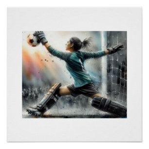 Goalkeeper Saves Soccer Ball,  Poster