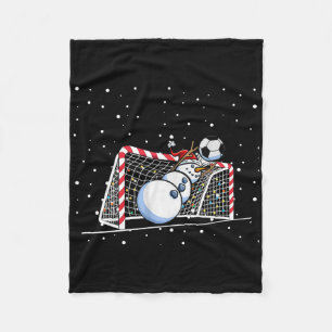 Goalkeeper Snowman Christmas Soccer Player Men Boy Fleece Blanket