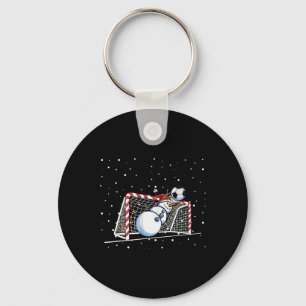 Goalkeeper Snowman Christmas Soccer Player Men Boy Keychain