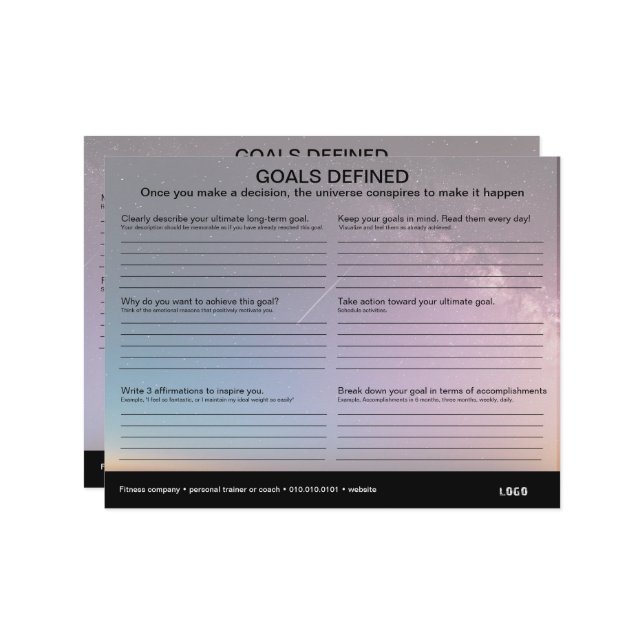 Goals Defined Worksheet (Front/Back In Situ)