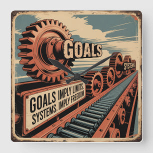 Goals Imply Limits. Systems Imply Freedom Square Wall Clock