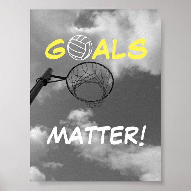 Goals Matter Motivational Netball Quote Poster (Front)