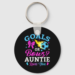 Goals Or Bows Auntie Loves You Soccer Gender Revea Keychain