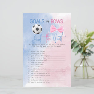 Goals or bows find the guest gender reveal game