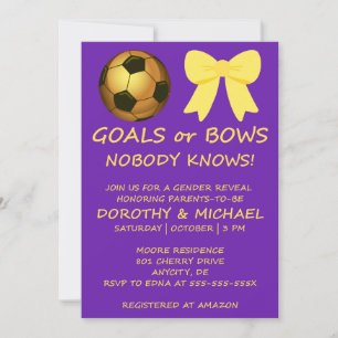 Goals or Bows Gender Reveal Invitation