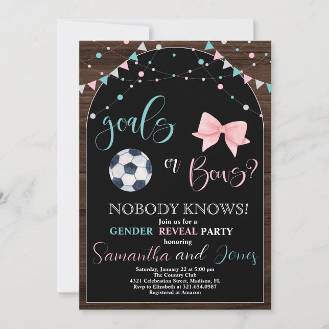 Goals or Bows Gender Reveal Party Invitation (Front)