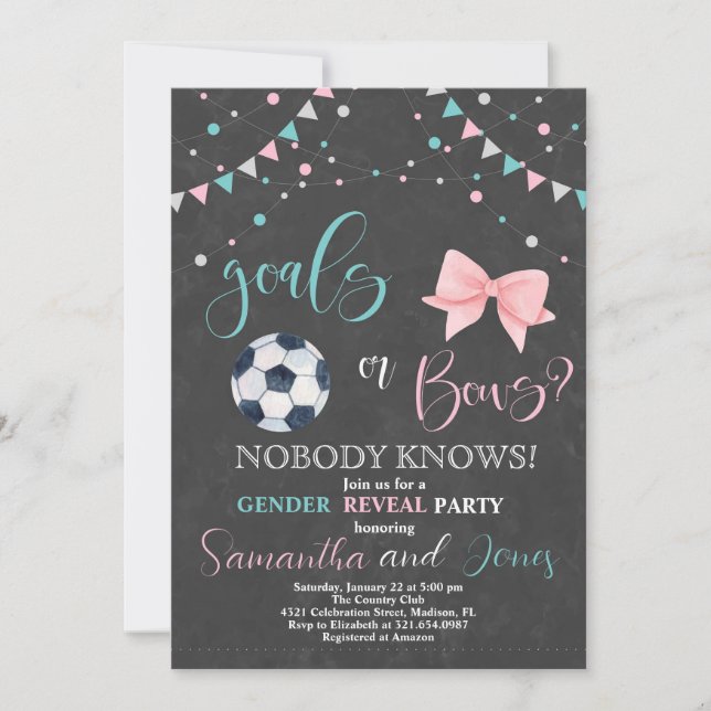 Goals or Bows Gender Reveal Party Invitation (Front)