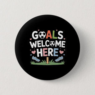 Goals Welcome Here Retro Soccer 2 Inch Round Button