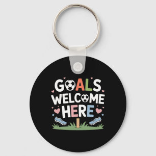 Goals Welcome Here Retro Soccer Keychain