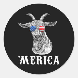Goat 4th Of July American Flag Usa Merica Classic Round Sticker