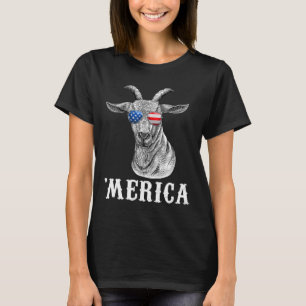Goat 4th Of July American Flag Usa Merica T-Shirt