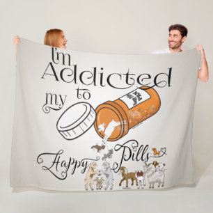 GOAT   Addicted to my Happy Pills Large Fleece Blanket