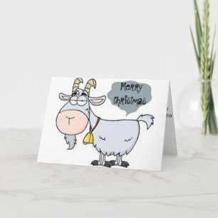 GOAT ALMOST ATE GREETING=MERRY CHRISTMAS HUMOR HOLIDAY CARD