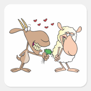 Goat And Sheep In Love Square Sticker