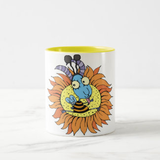 Goat and Sunflower Two-Tone Coffee Mug