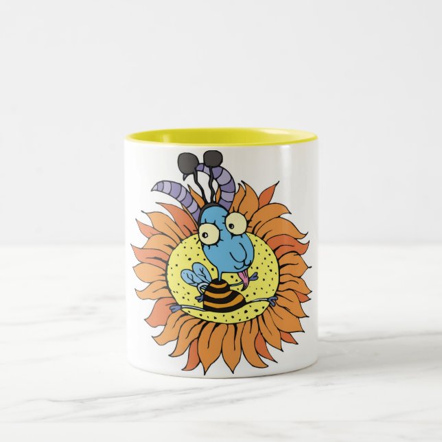 Goat and Sunflower Two-Tone Coffee Mug (Center)