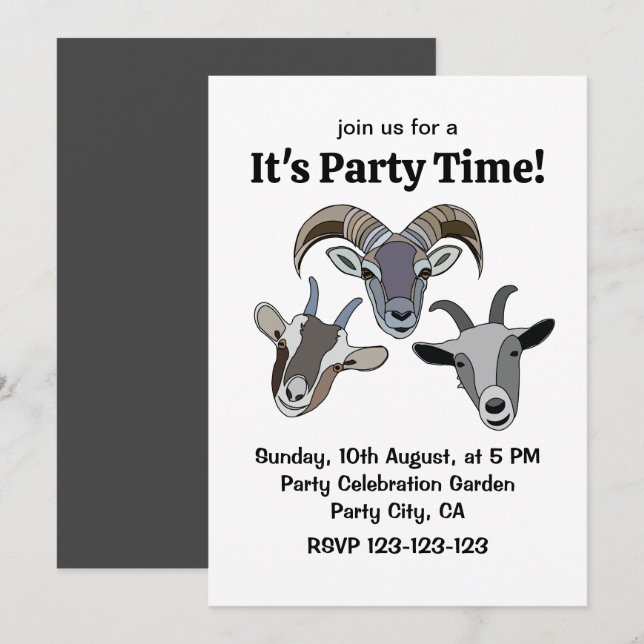 Goat Animal Funny Goat Invitation (Front/Back)