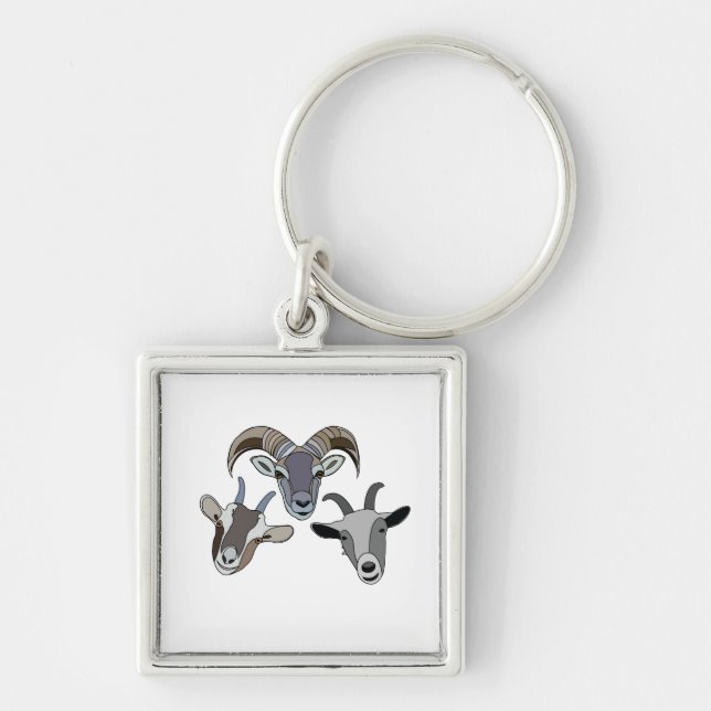 Goat Animal Funny Goat Keychain (Front)