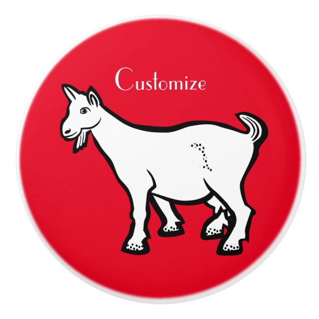 Goat Animal Thunder_Cove Ceramic Knob (Front)