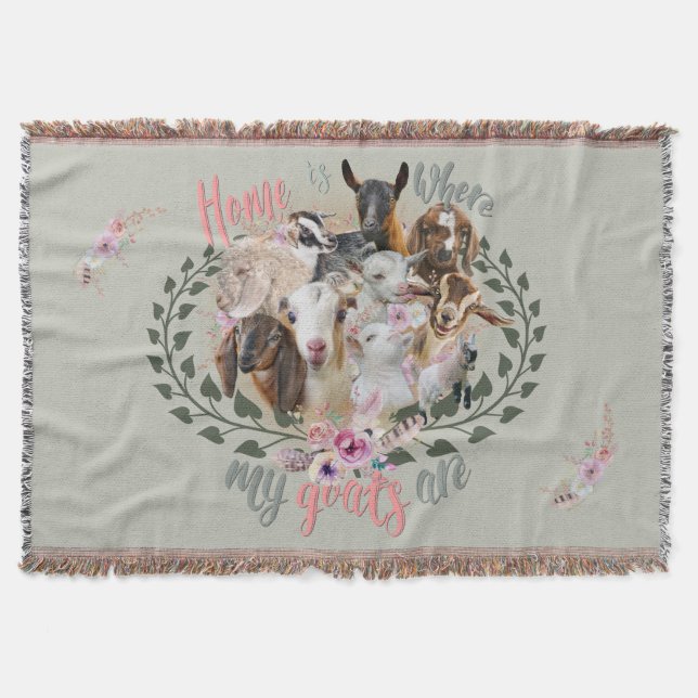 GOAT ART | Home is Where My Goats Are | GetYerGoat Throw Blanket (Front)