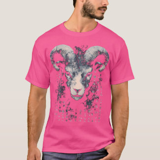 Goat Art Text Face Animal Motif Goat T-Shirt