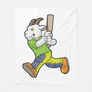 Goat as Batsman with Cricket bat Fleece Blanket