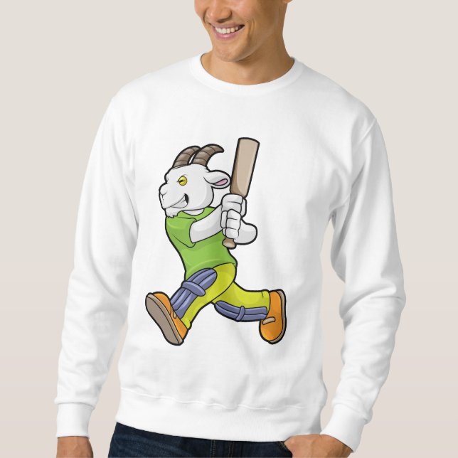 Goat as Batsman with Cricket bat Sweatshirt (Front)
