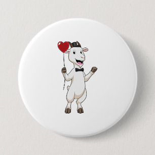 Goat as Groom with Heart Balloon 3 Inch Round Button