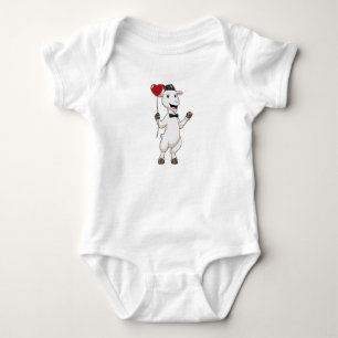Goat as Groom with Heart Balloon Baby Bodysuit