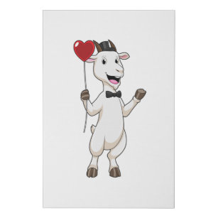 Goat as Groom with Heart Balloon Faux Canvas Print