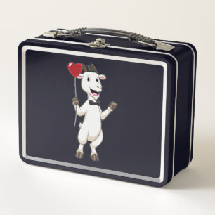Goat as Groom with Heart Balloon Metal Lunch Box