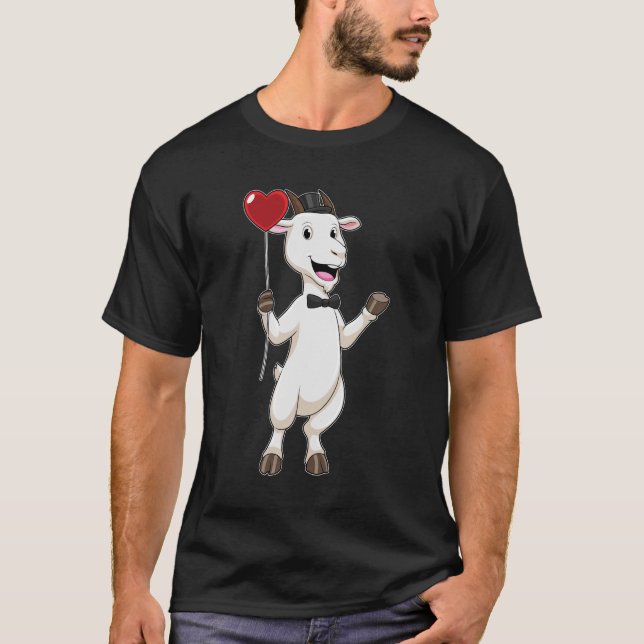 Goat as Groom with Heart Balloon T-Shirt (Front)