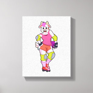 Goat as Inline Skater with Inline Skates Canvas Print
