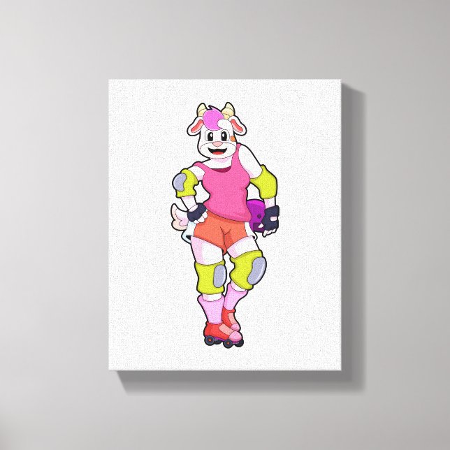 Goat as Inline Skater with Inline Skates Canvas Print (Front)