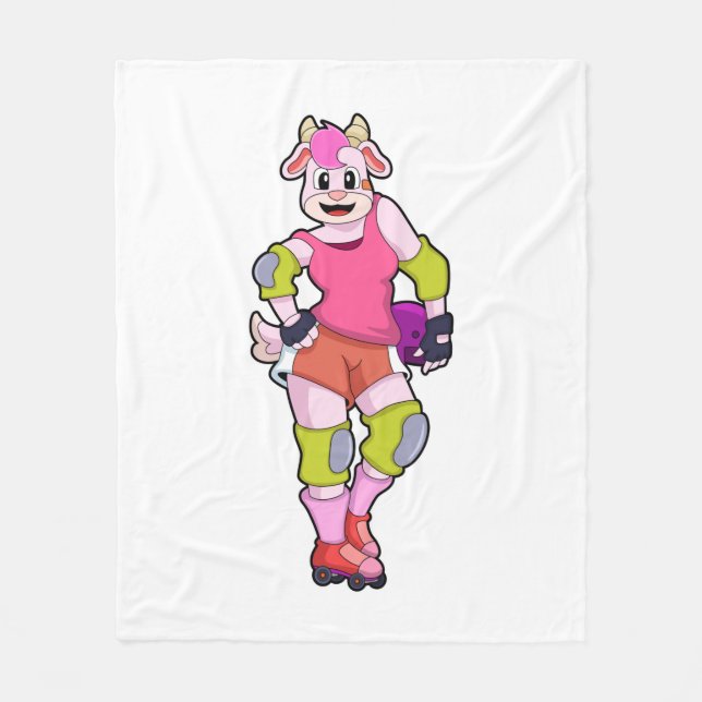 Goat as Inline Skater with Inline Skates Fleece Blanket (Front)