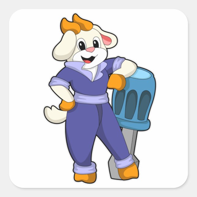 Goat as Mechanic with Screwdriver Square Sticker (Front)