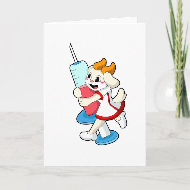 Goat as Nurse at Vaccination with Syringe Card (Front)