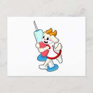 Goat as Nurse at Vaccination with Syringe Postcard