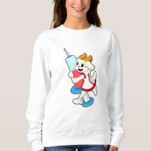 Goat as Nurse at Vaccination with Syringe Sweatshirt