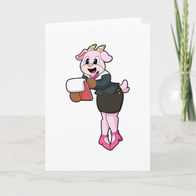 Goat as Secretary with High Heels Card (Front)