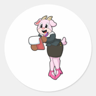 Goat as Secretary with High Heels Classic Round Sticker